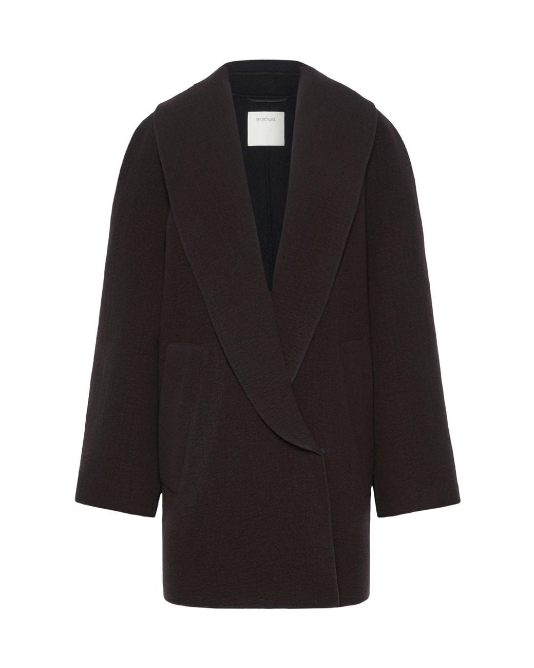 Sportmax Black Shawl-Collar Colour-Block Coat