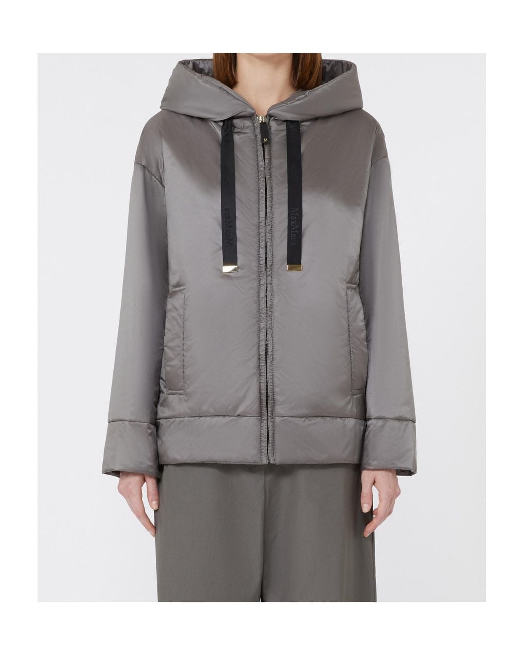 Max Mara Gray Padded, Hooded Jacket