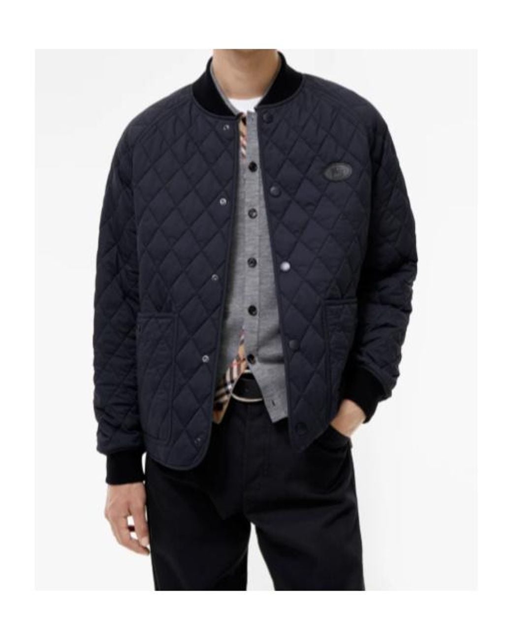 Burberry Blue Quilted Bomber Jacket for men
