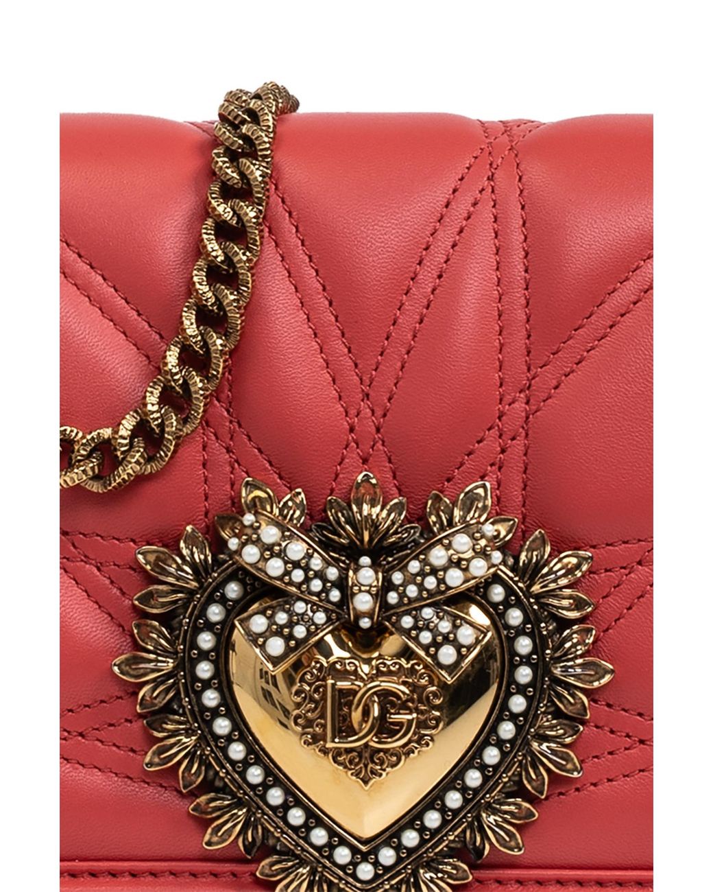 Dolce & Gabbana Red Devotion Logo Plaque Shoulder Bag