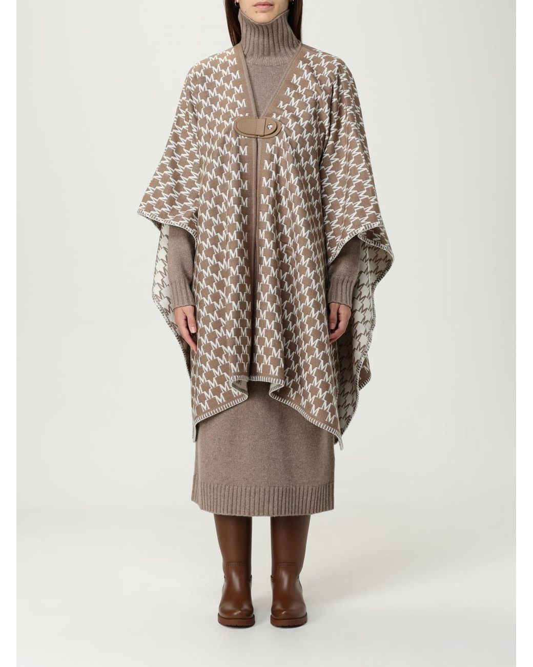 Max Mara Natural Editti All-Over Patterned Cape