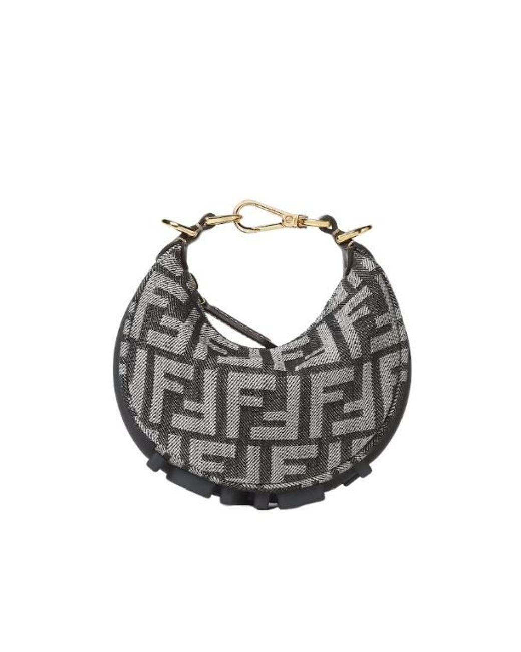 Fendi Gray Nano Graphy Ff Jacquard Hobo Bag