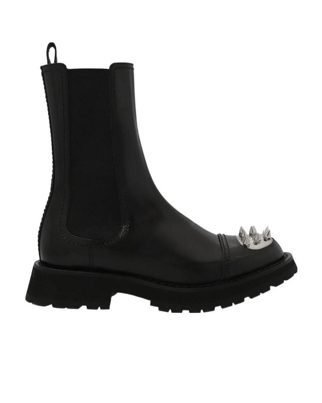 McQueen Black Studded Toe Chelsea Boots for men