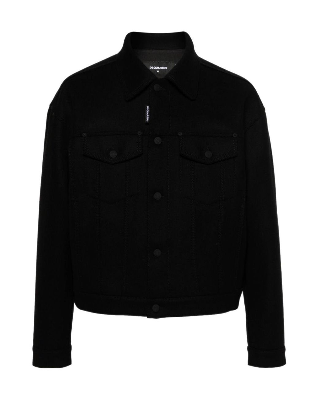 DSquared² Black Flap Chest Pocket Shirt Jacket for men