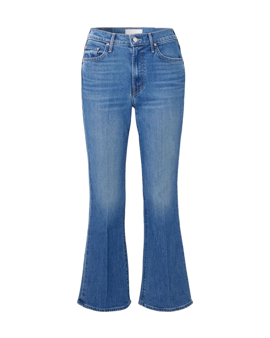 Mother Blue The Outsider Flood Cropped Mid-Rise Flared Jeans