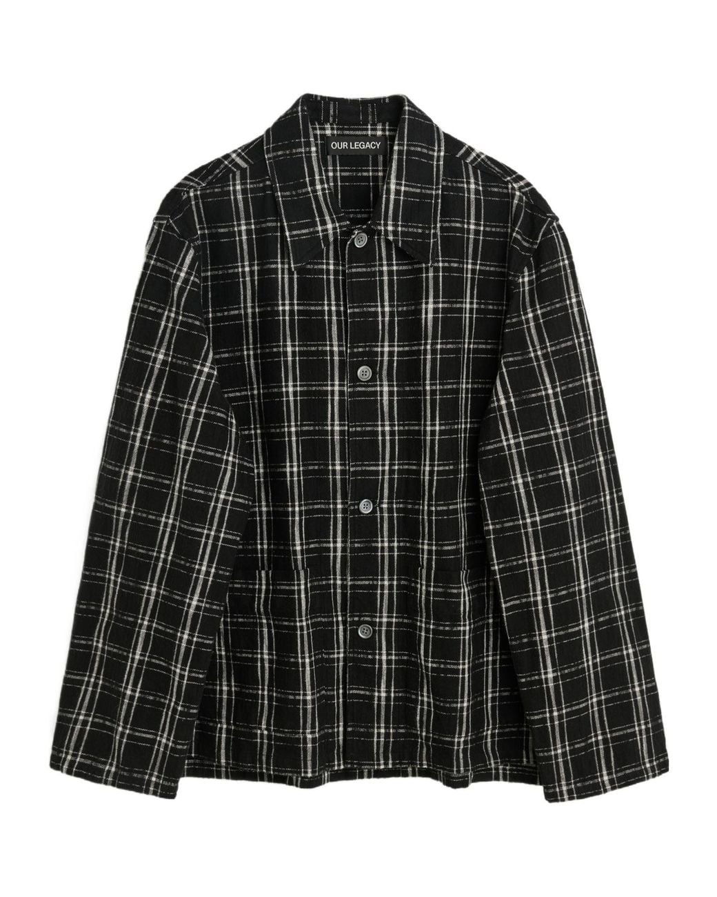 Our Legacy Black Haven Check Overshirt for men