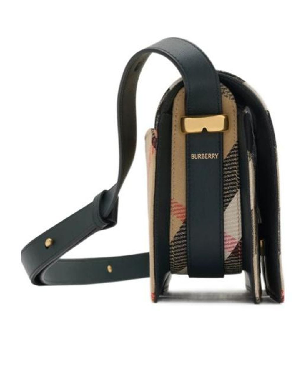 Burberry Gray Snip Checked Foldover-Top Shoulder Bag