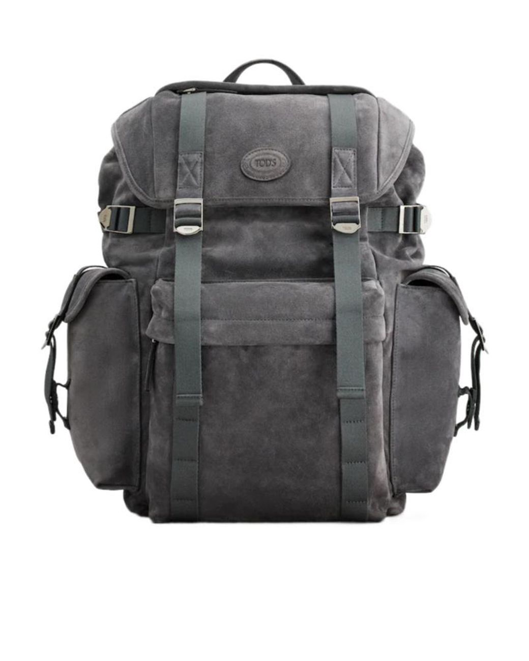 Tod's Gray Logo Patch Medium Backpack for men