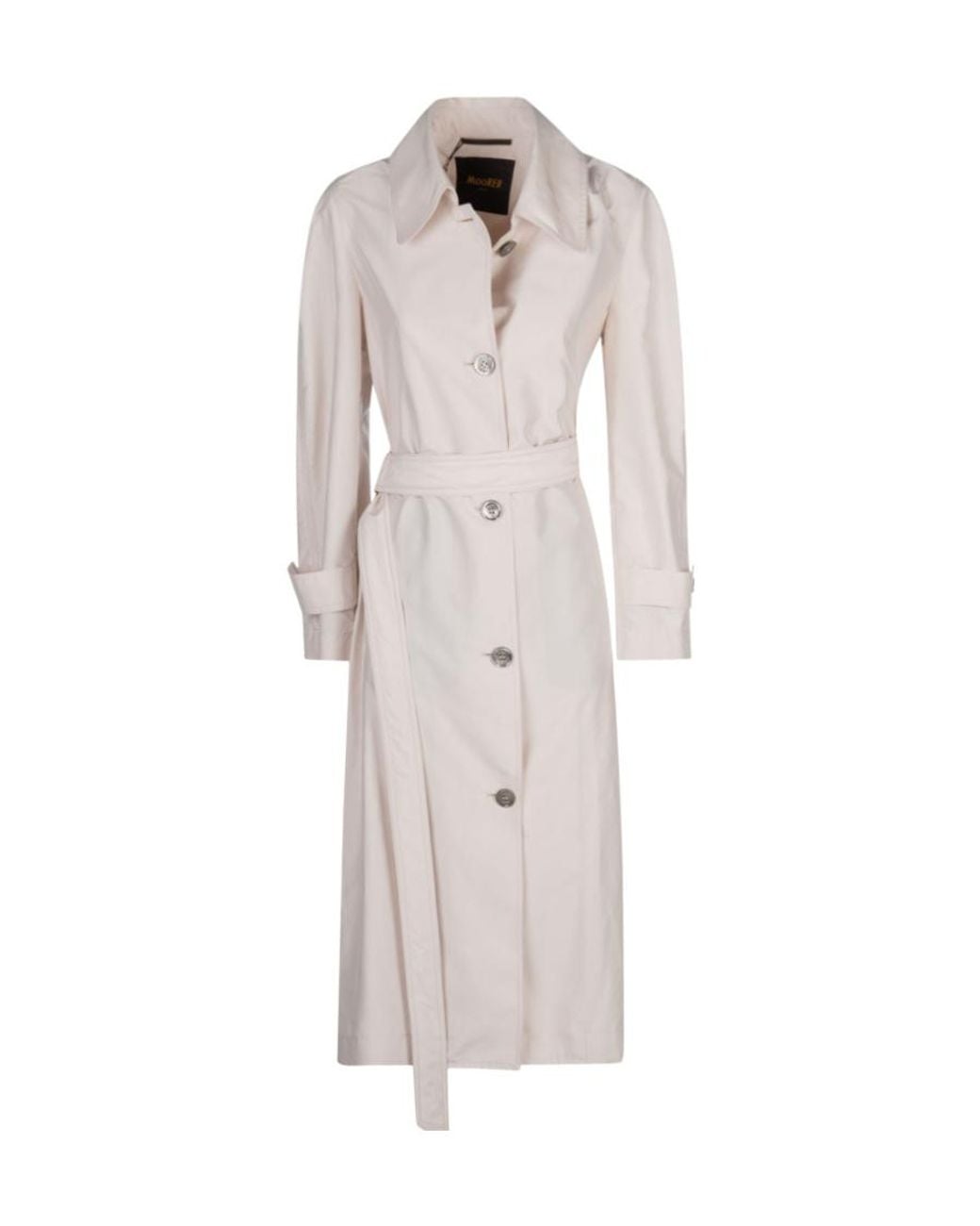Moorer White Single-Breasted Long-Sleeved Trench Coat