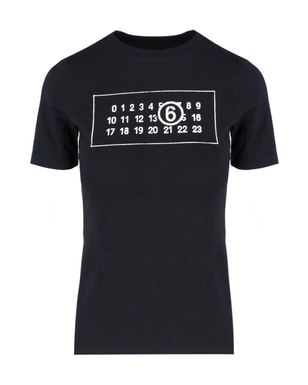 MM6 by Maison Margiela Black Logo Printed Crewneck T-Shirt