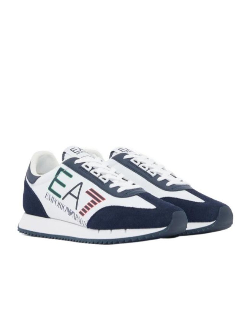 EA7 Blue Logo-Print Panelled Sneakers for men