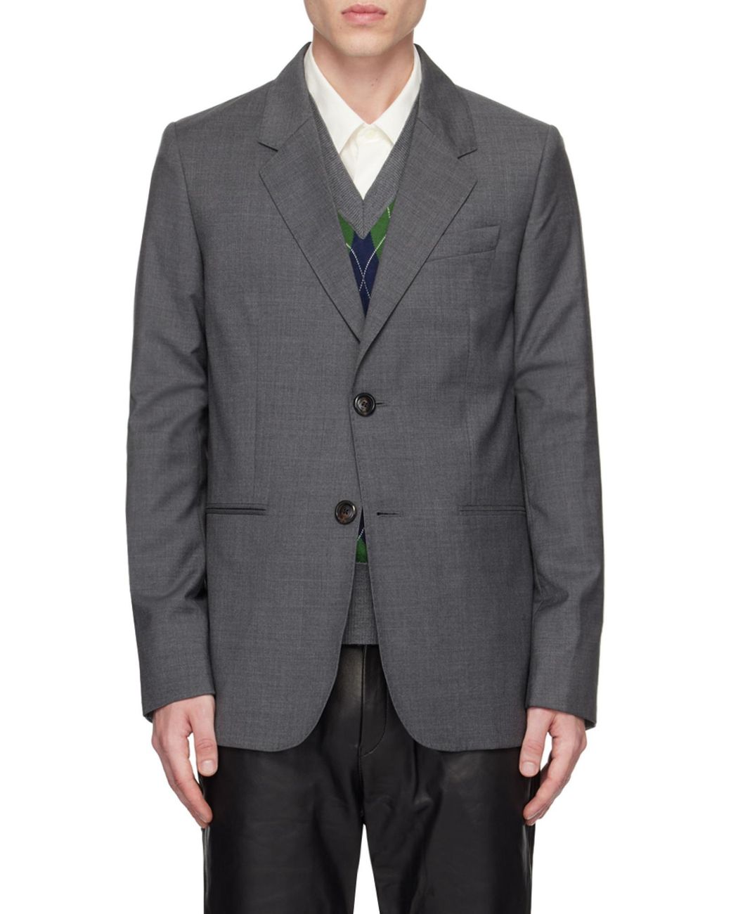 AMI Gray Single-Breasted Blazer for men