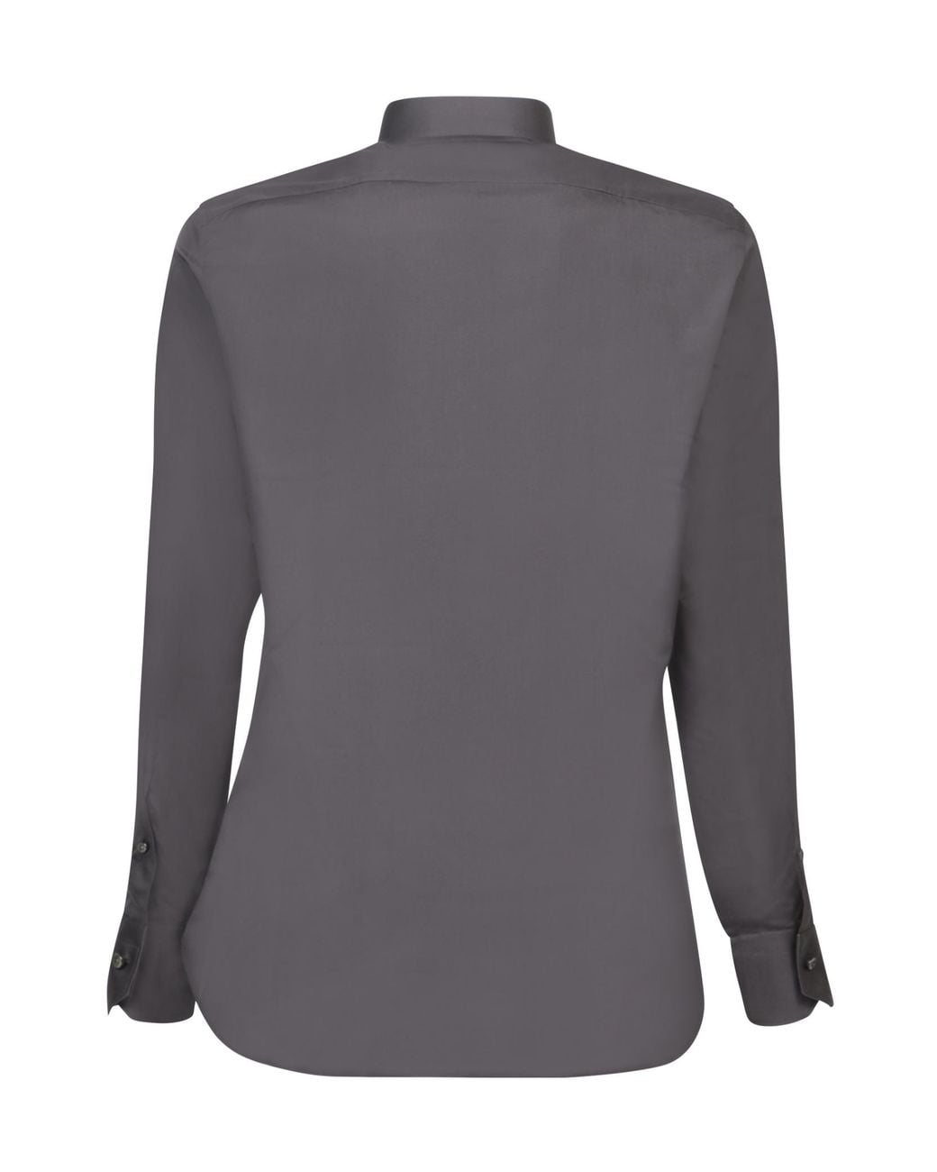 Zegna Gray Curved Hem Poplin Shirt for men