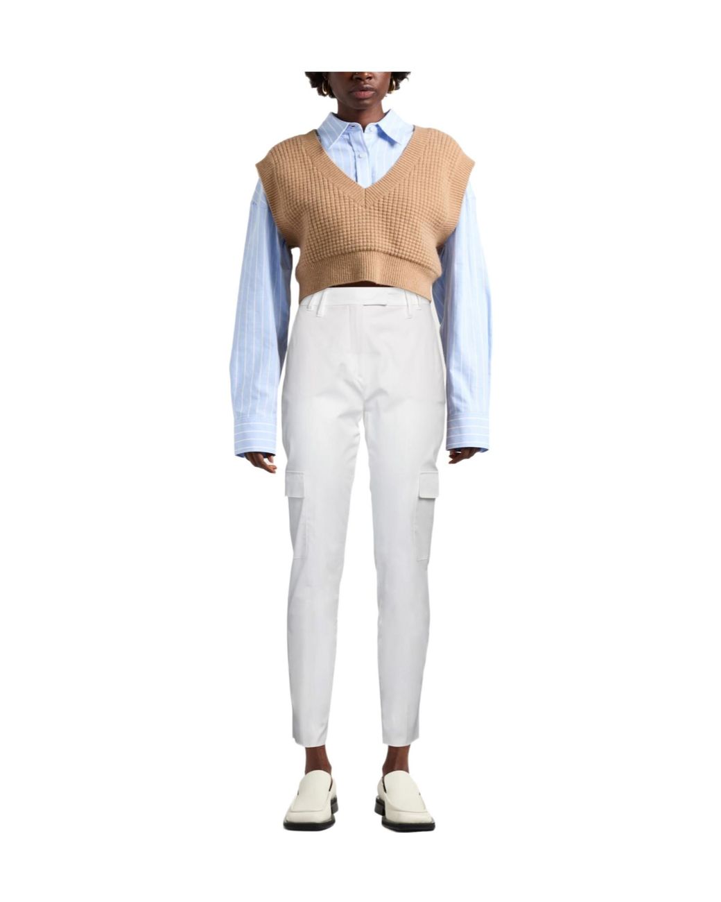 Max Mara White Solidcolor Stretch Fabric Pants