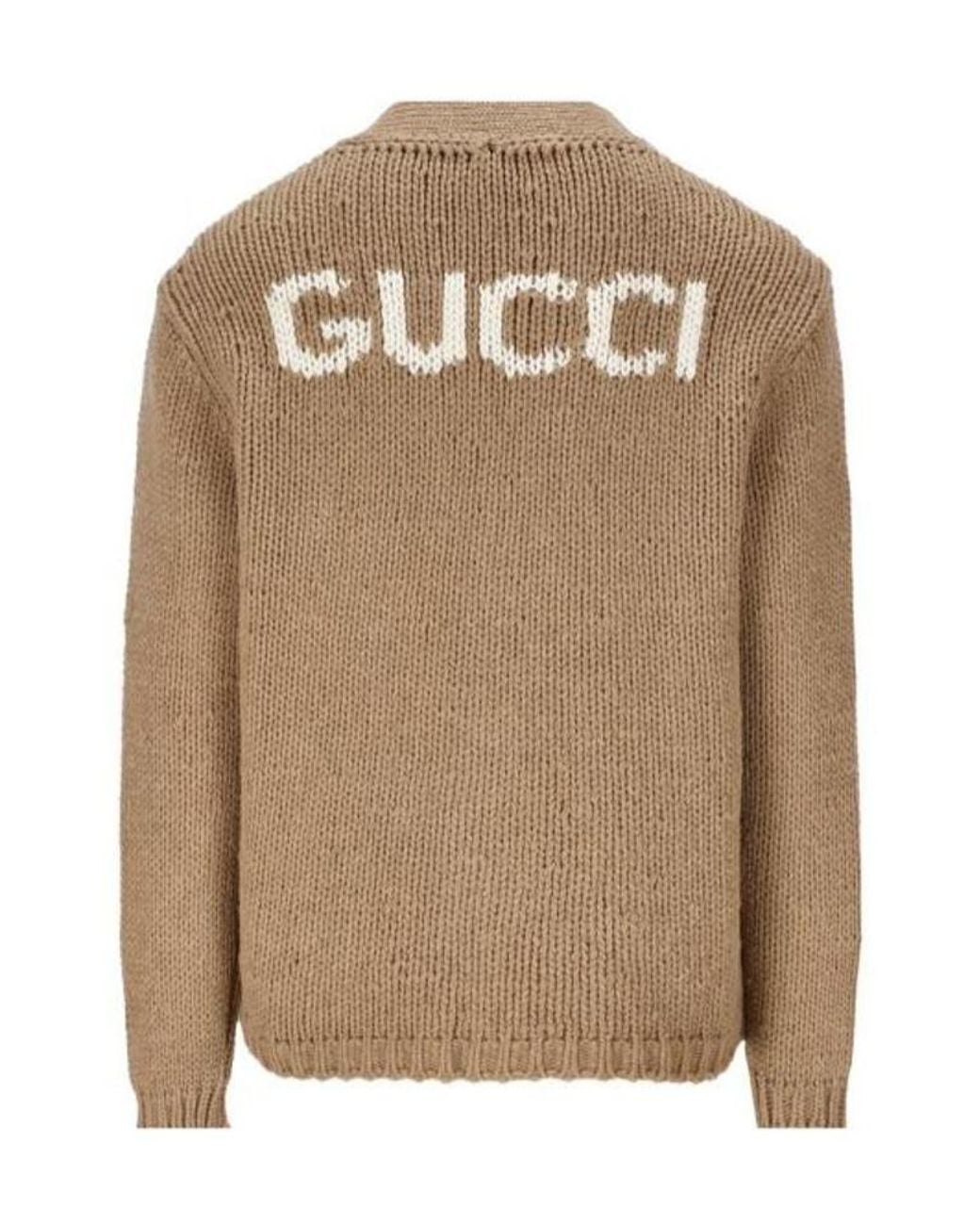 Gucci Brown V-Neck Long-Sleeved Cardigan for men