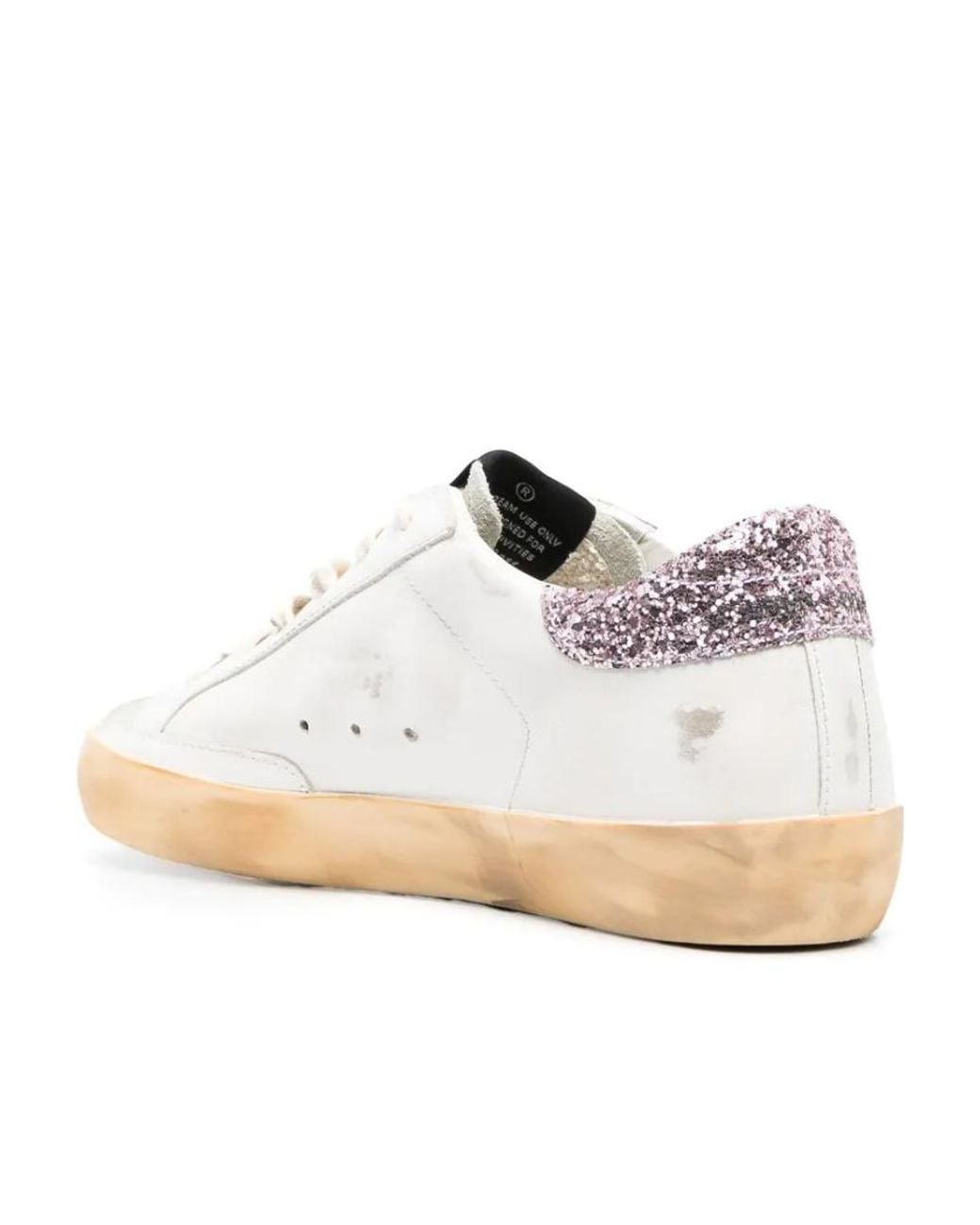 Golden Goose Deluxe Brand White Super-Star With A Tan Star And Glitter Heel Tab
