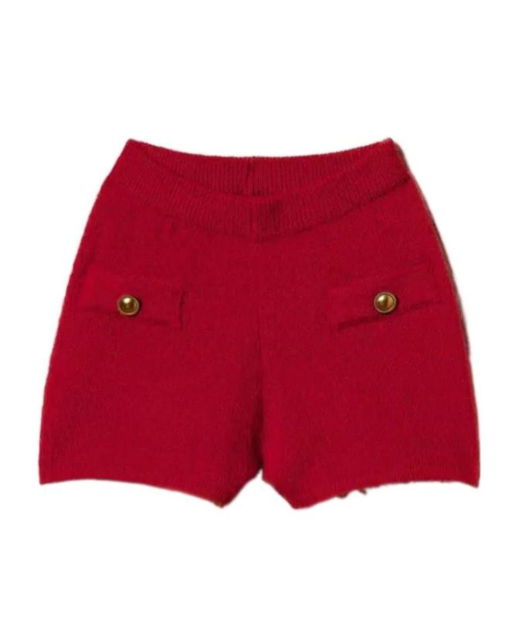 Twinset Red Button-Detail Shorts