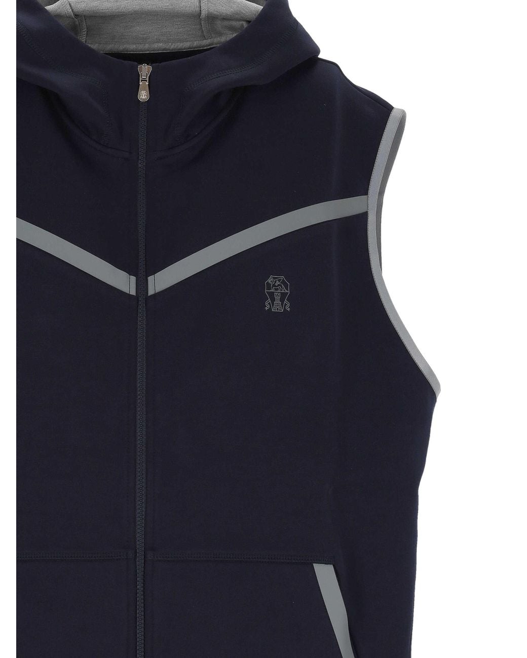Brunello Cucinelli Blue Hooded Gilet for men
