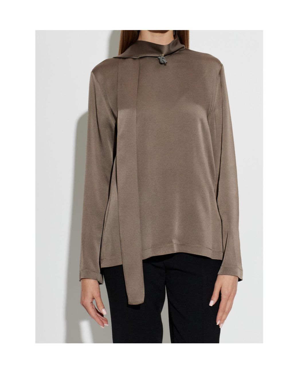 Fabiana Filippi Brown Falcon Scarf Detail Top