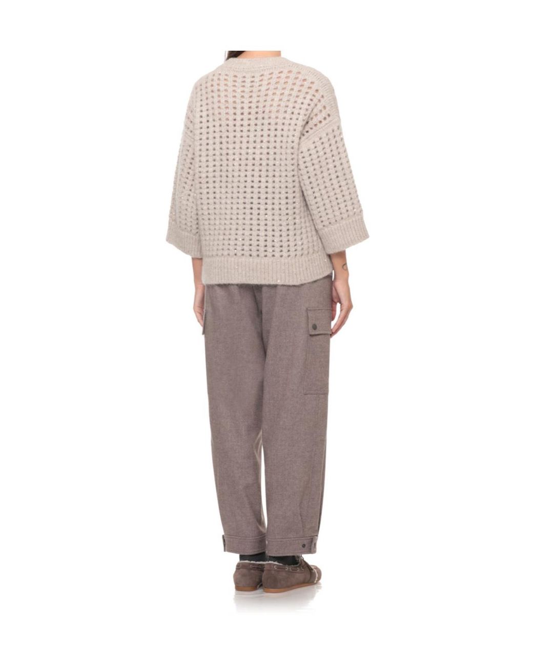 Peserico White Textured Fair Isle Knitted Sweater