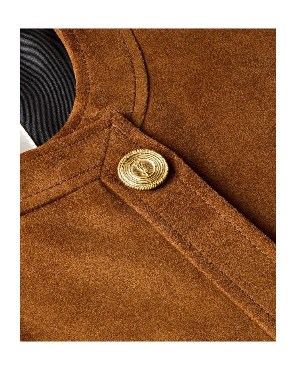 Saint Laurent Brown Suede Cassandre-Button Jacket