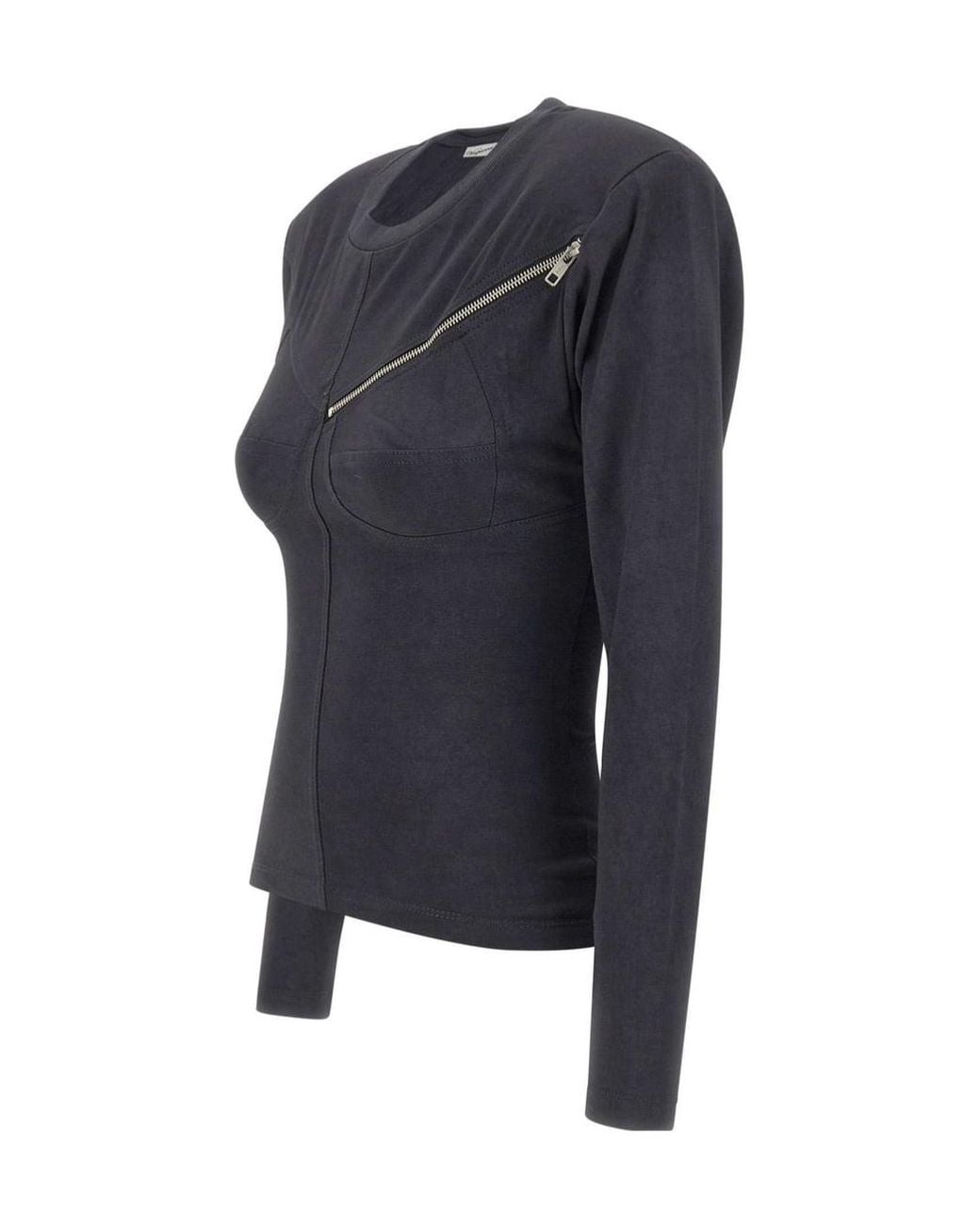 VAQUERA Blue Asymmetric Zip Long Sleeve Top