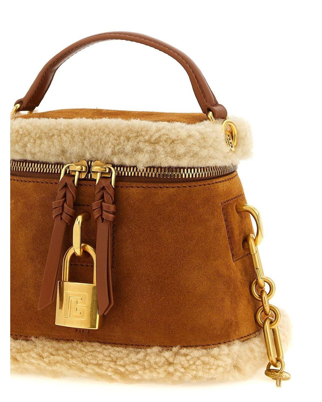 Balmain Brown Pulse Zipped Vanity Handbag