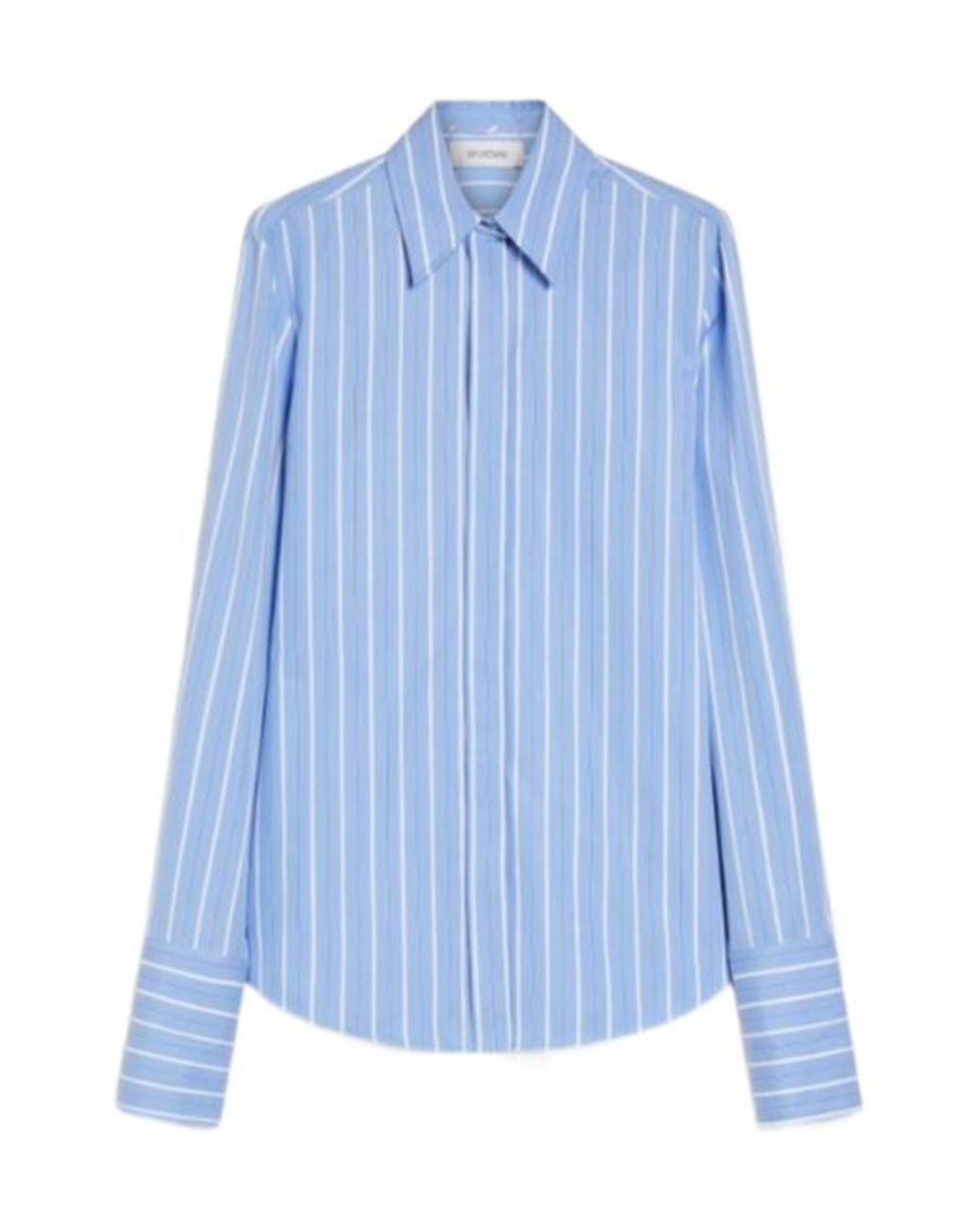 Sportmax Blue Striped Popeline Shirt