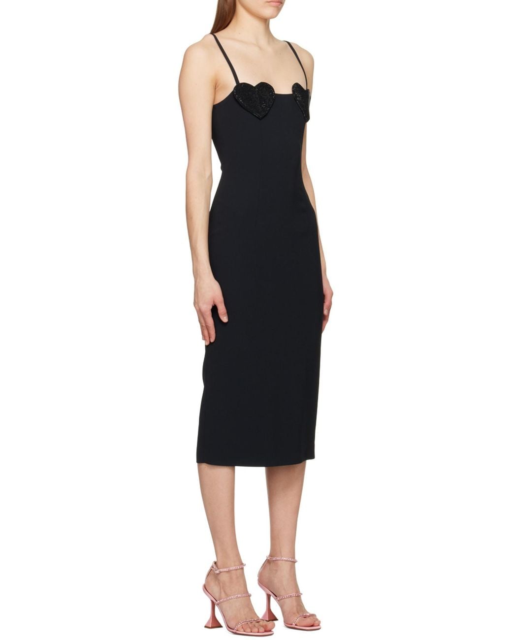 Blumarine Black Heart Sequin Dress With Thin Straps
