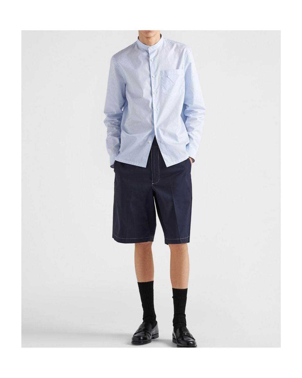 Prada Blue Stretch Poplin Bermudas for men