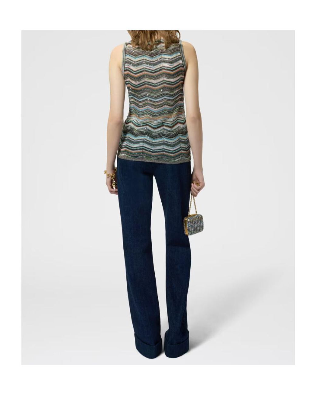 Missoni Gray Sleeveless Chevron Knitted Top