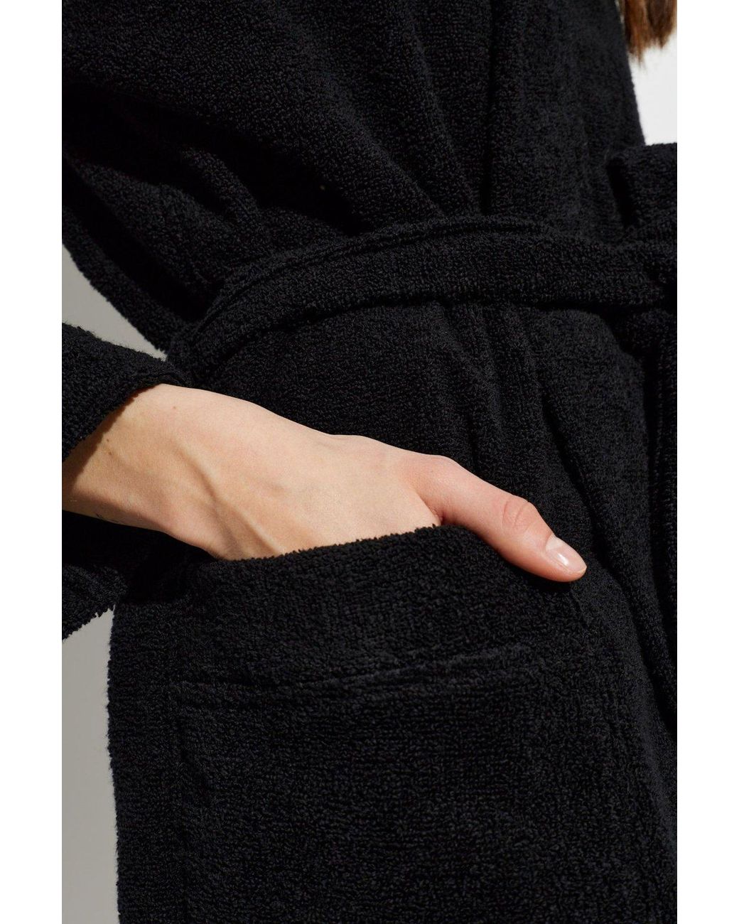 Moschino Black Logo Hooded Bathrobe