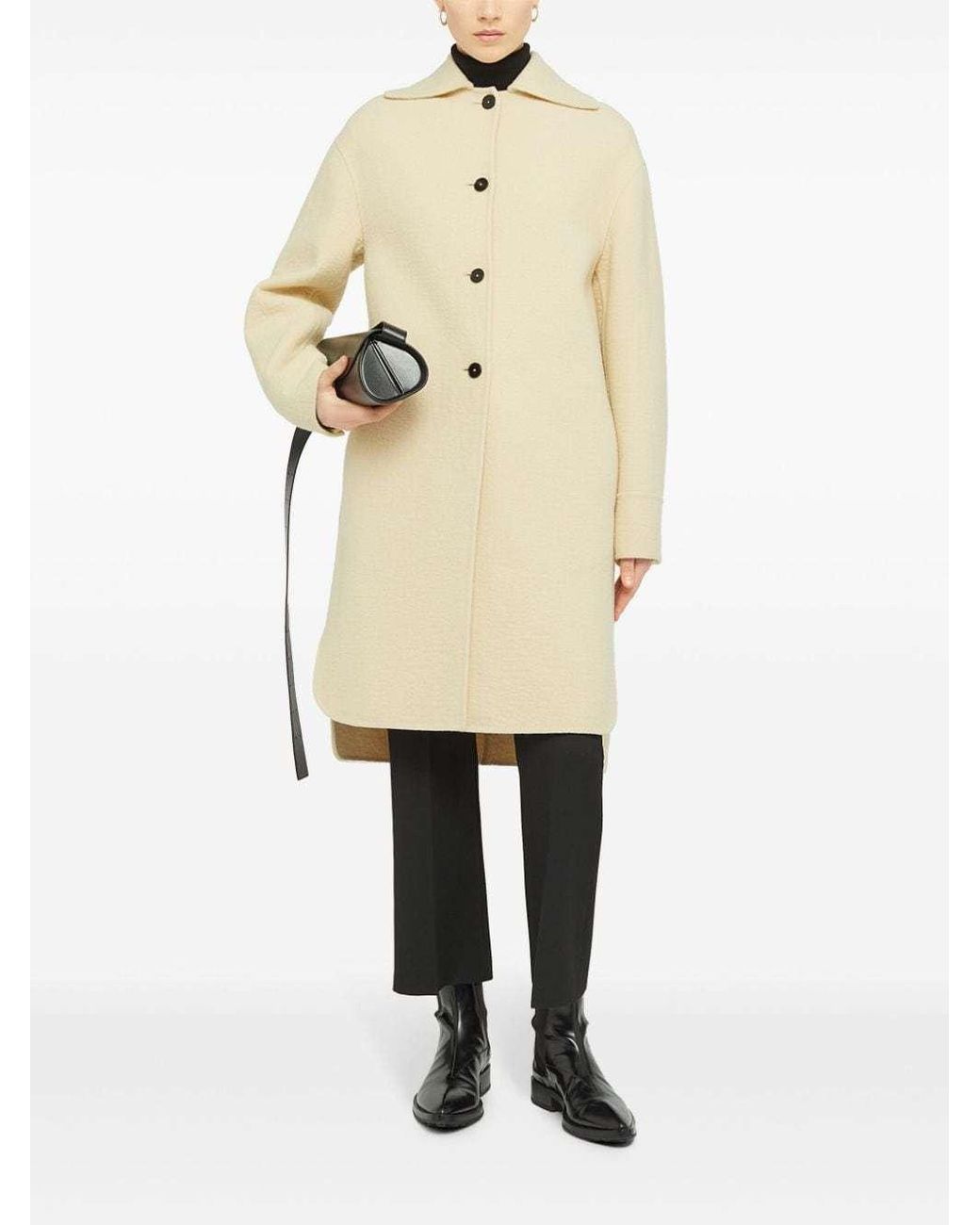 Jil Sander Natural Single-Breasted Oversized Coat
