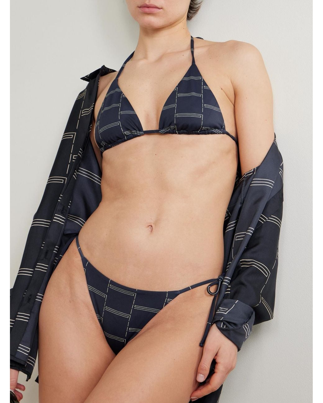 Matteau Blue Bamboo Leaf Print Bikini