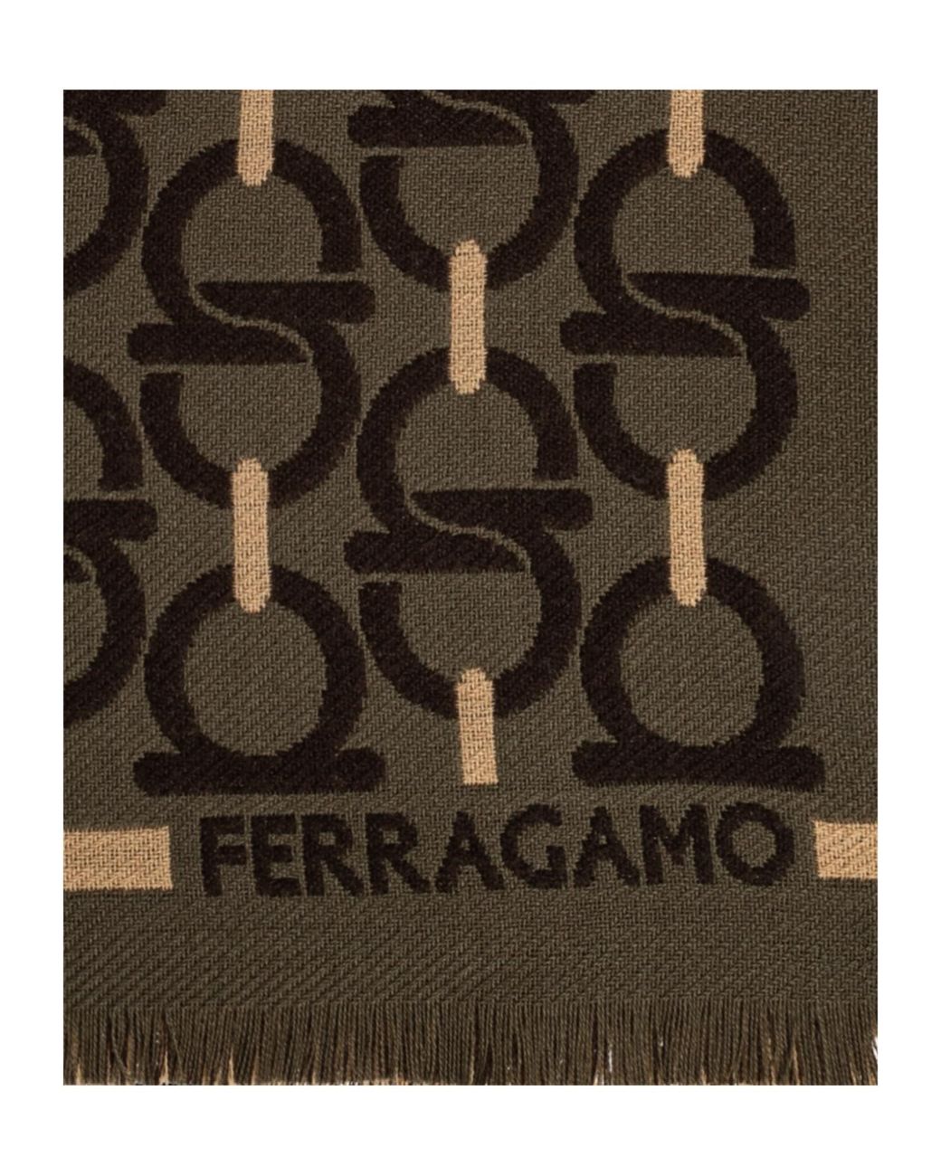 Ferragamo Black Ferragamo Gancini Pattern Scarf for men