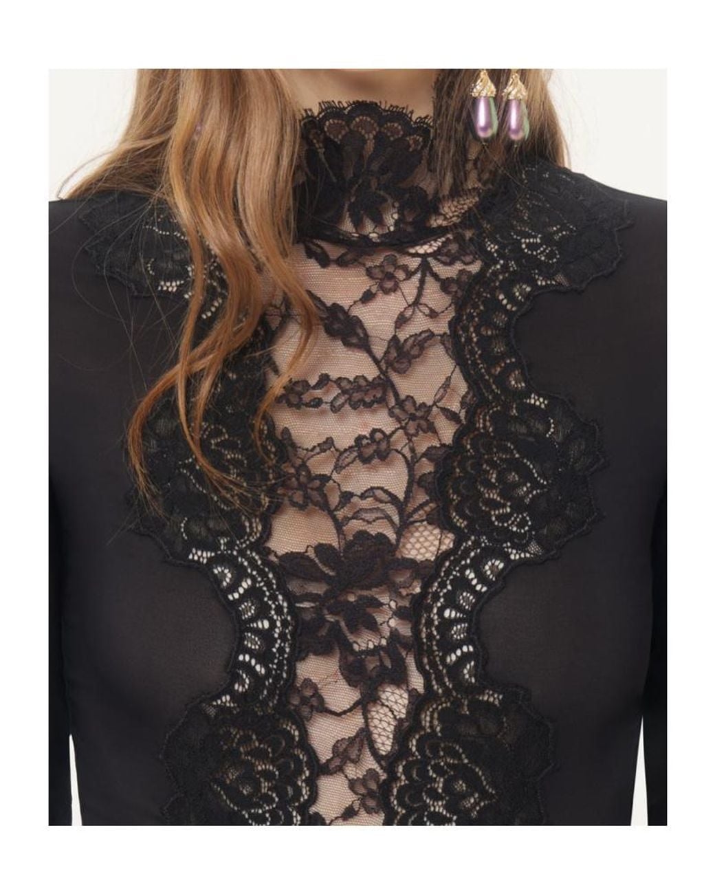 Valentino Blue Lace-Knit Bodysuit