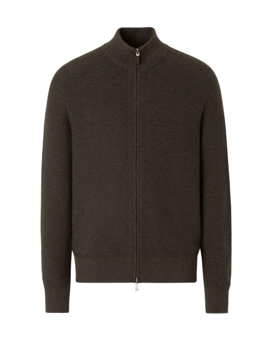Zegna Brown Dark And Dark Cashseta Full Zip Cardigan for men