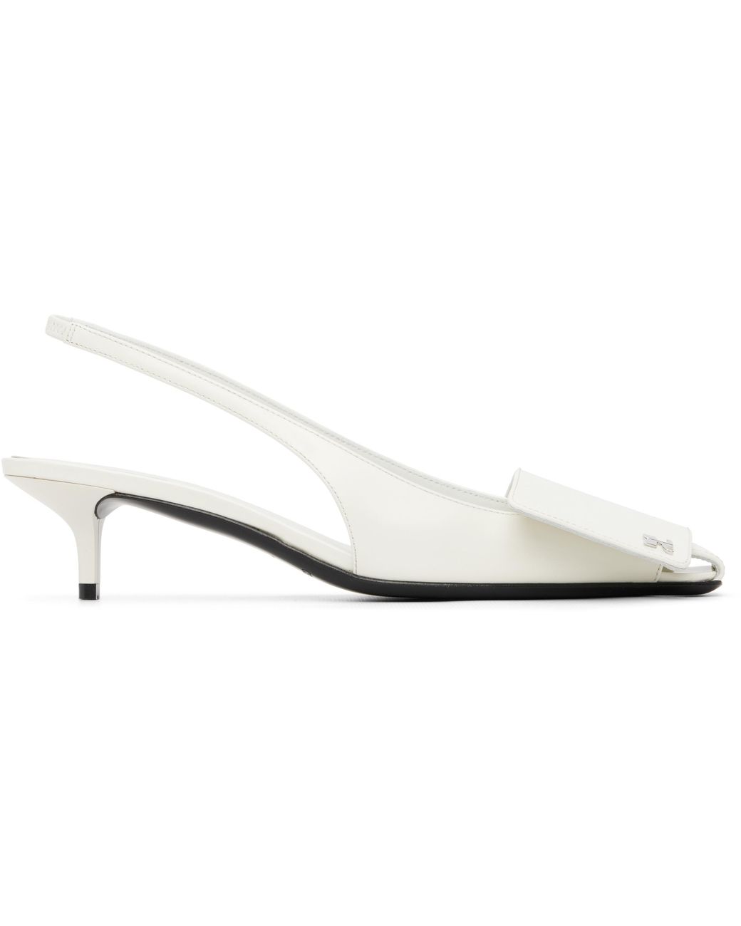 Courreges White Courrèges Fold Iced Leather Slingback Pumps