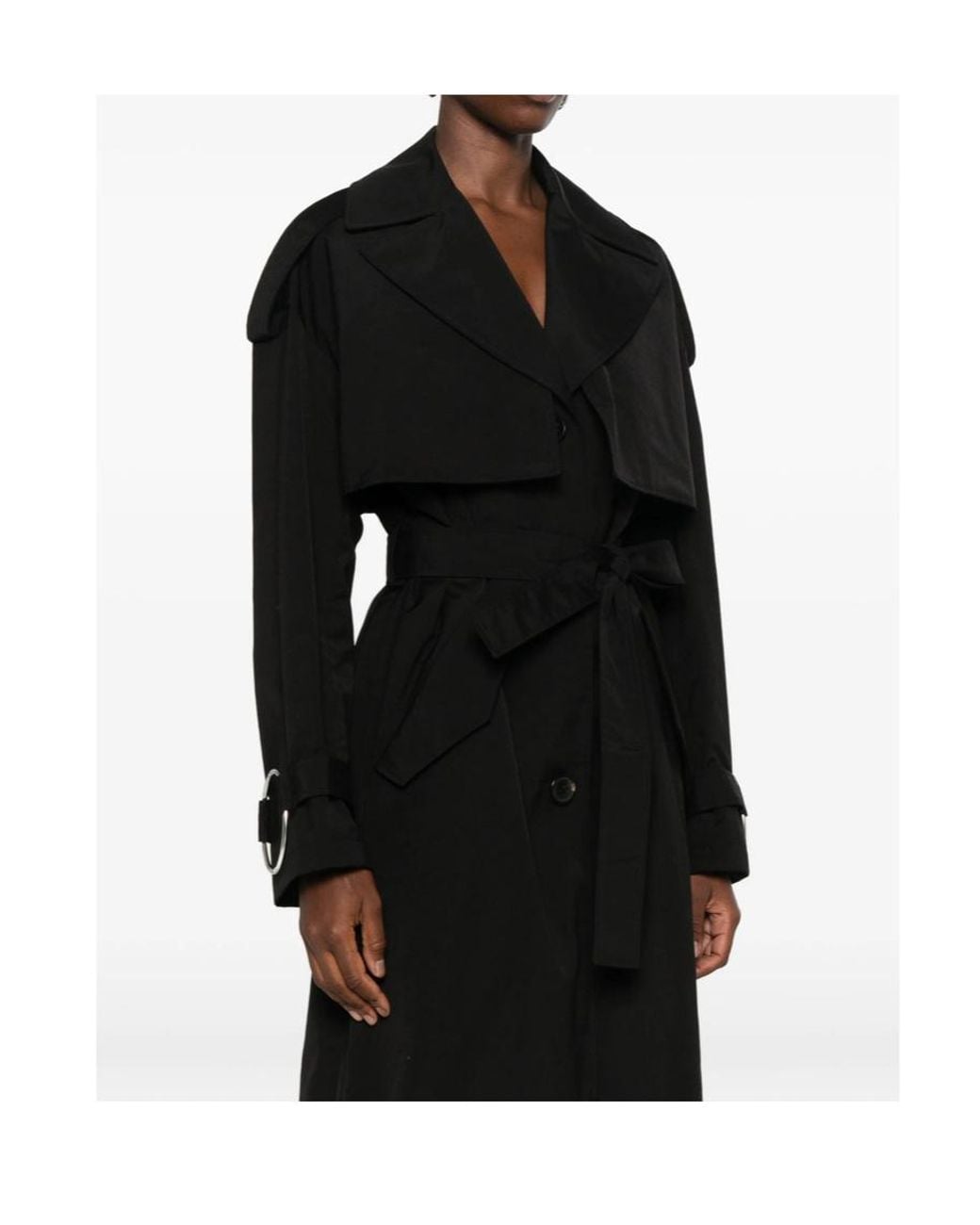 Dondup Black Long-Sleeve Belted Trench Coat