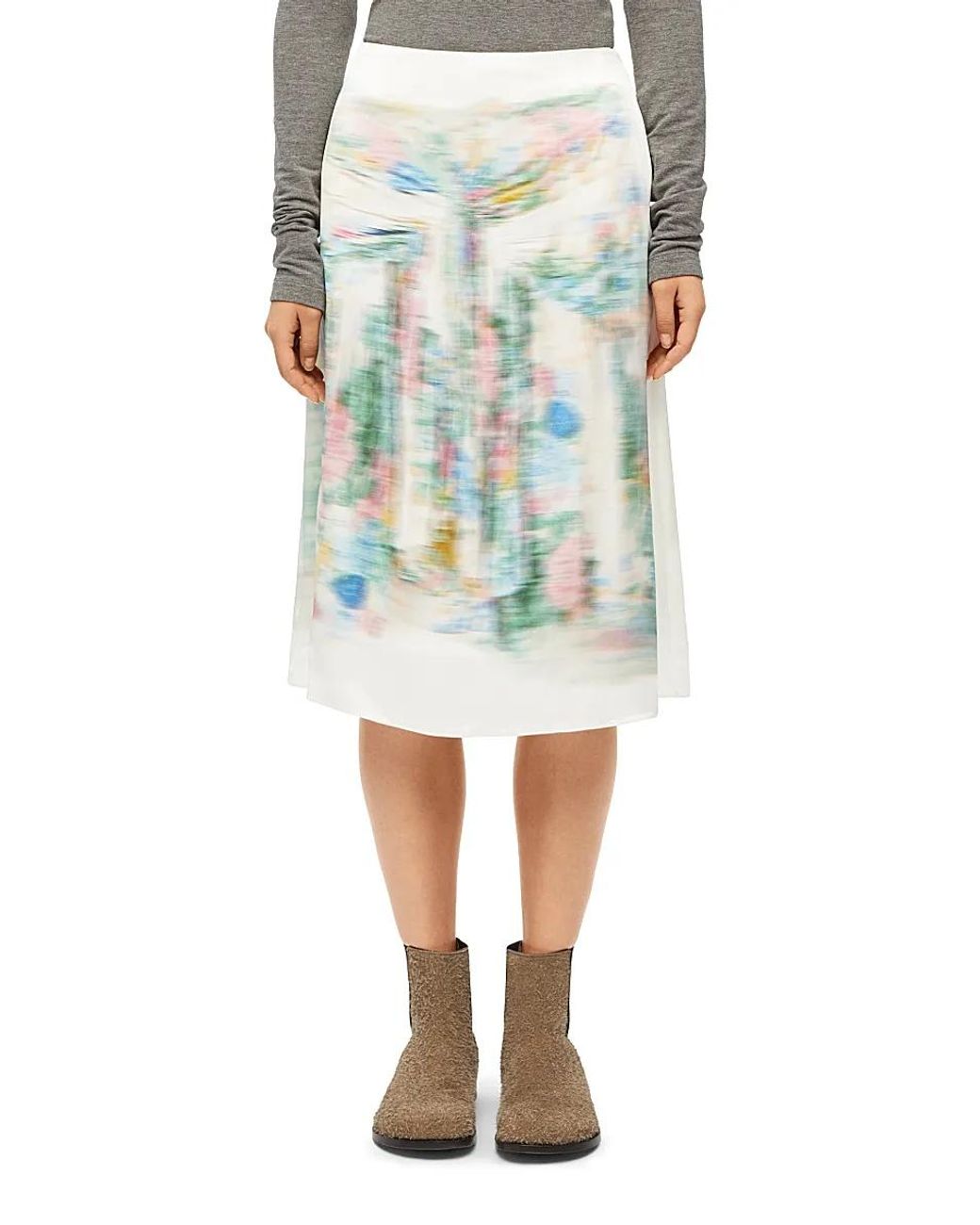Loewe Blue Paint Brush Effect Midi Skirt
