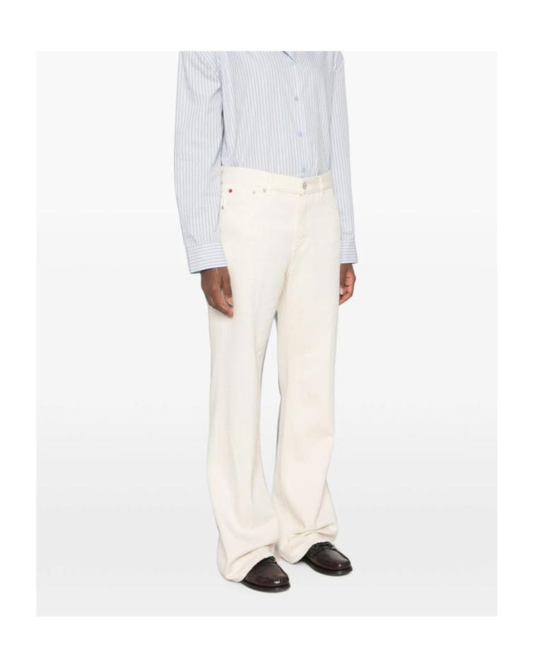 Seafarer White Logo-Patch Wide-Leg Jeans