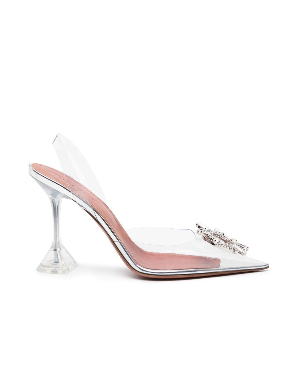 AMINA MUADDI White Logo-Embellished Slingback High-Heel Sandals