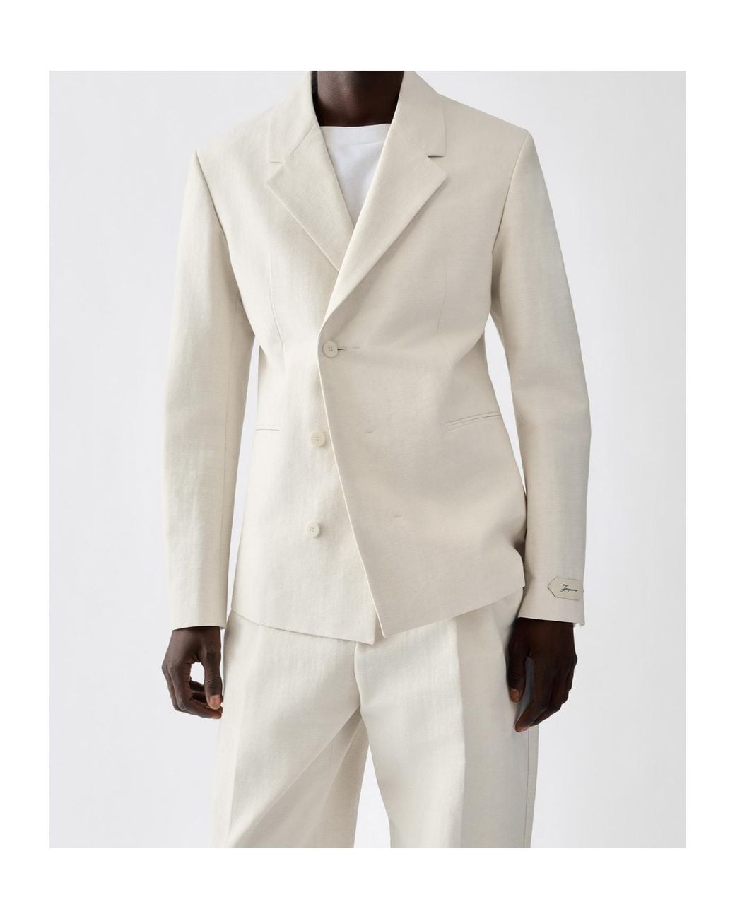 Jacquemus White Collared Button Blazer for men