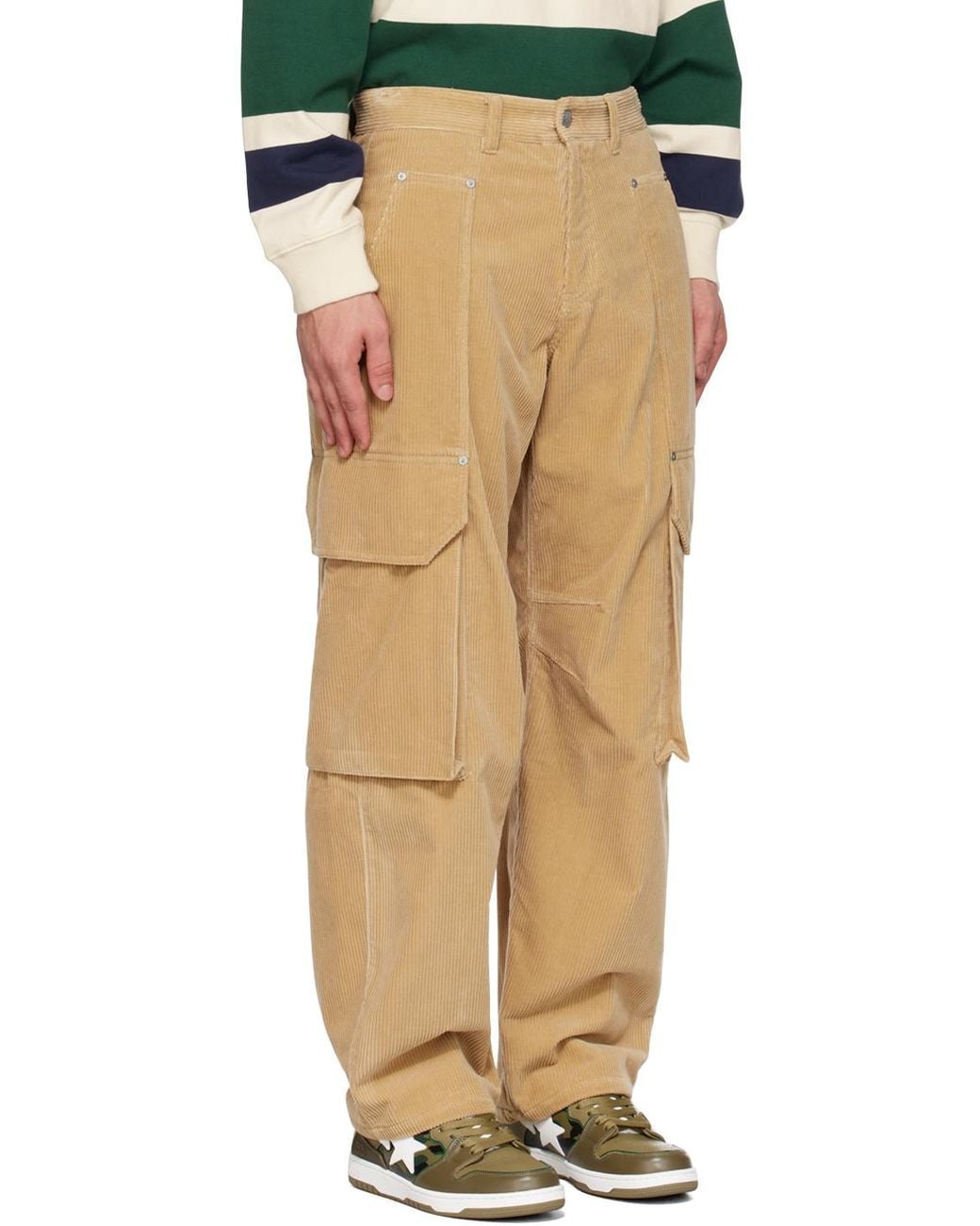 Palm Angels Natural Carrot Fit Corduroy Cargo Pants for men
