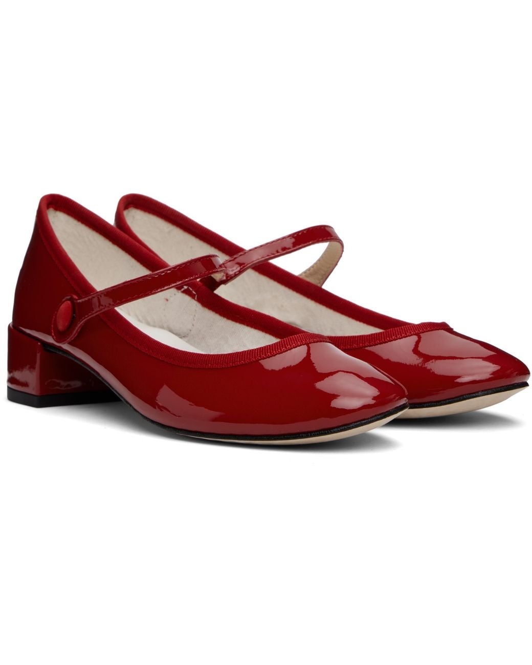 Repetto Red Rose Mary Jane High Heels