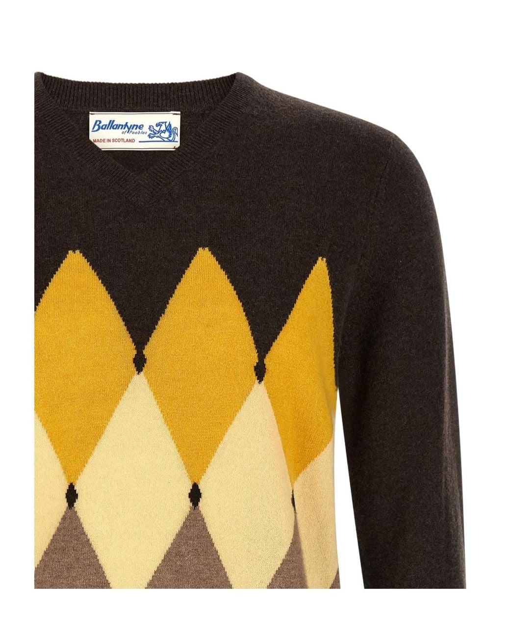 Ballantyne Black Diamond Intarsia V-Neck Sweater for men