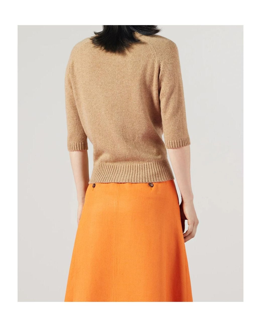 Gucci Natural Cashmere Top With Horsebit