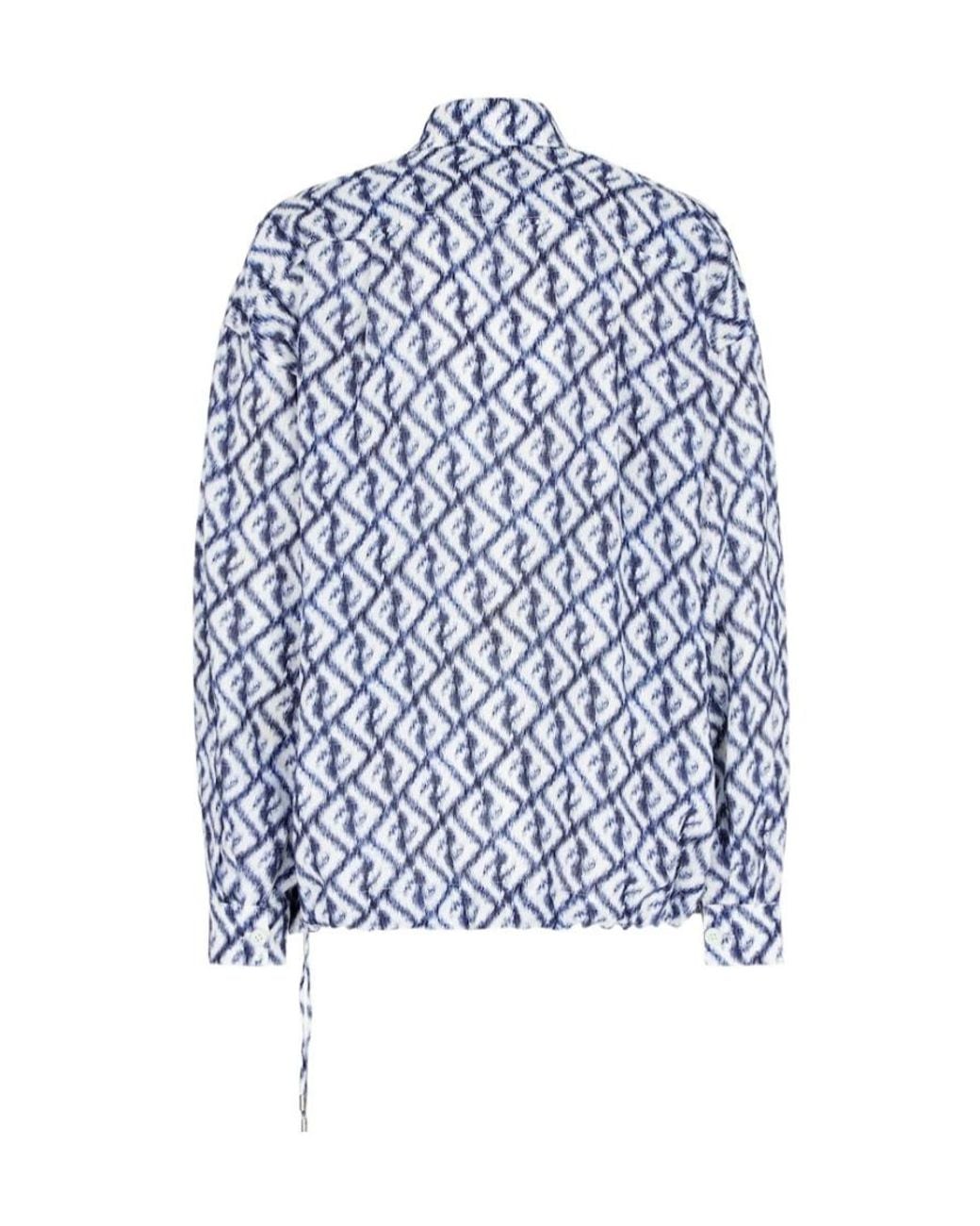 Fendi Blue Buttoned Long-Sleeved Shirt for men