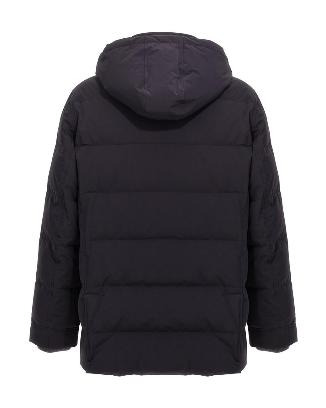 Brunello Cucinelli Blue Knit Insert Down Jacket for men