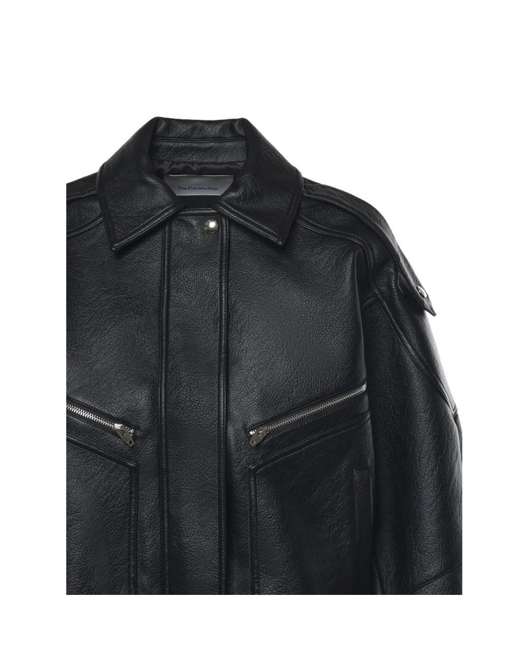 Frankie Shop Black Biker Jacket Hudson Faux Leather